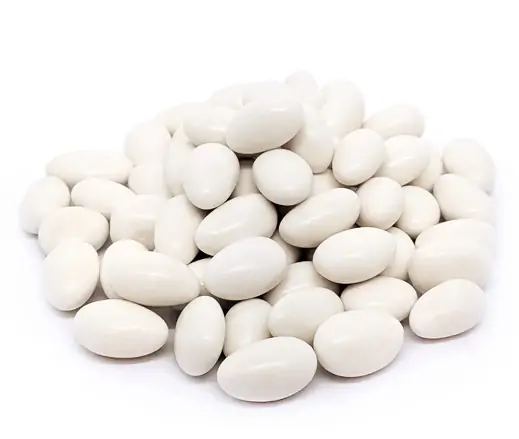 Amêndoa Confeitada Branca Importada 10kg, Confeito Semi-Polido para Confeitaria